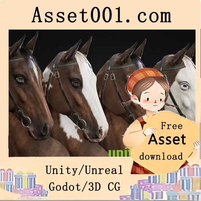 可定制的3D马匹动画模型，支持多种毛色和装备组合|Horse Herd v4.27+