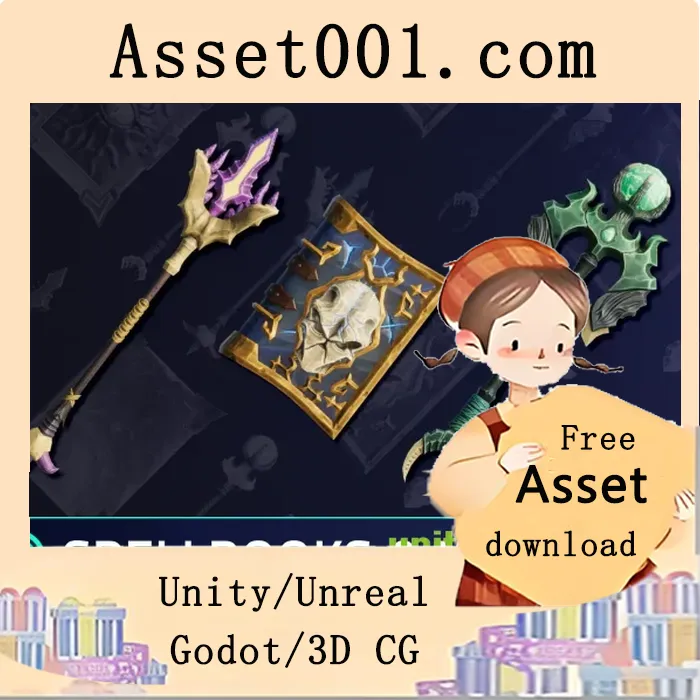 15款风格化奇幻法术书与魔杖资源包|Stylized Spellbooks & Wands - RPG Weapons v1.0