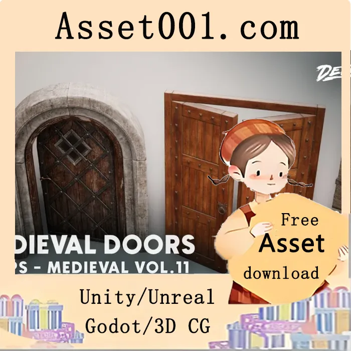 中世纪风格游戏资产包：包含32个高精度模型与实时光照场景|Medieval - VOL 11 - Doors (UE) v4.26+