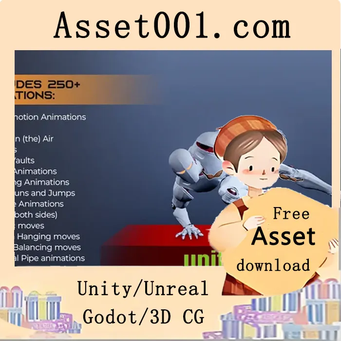 250+ 种攀岩动画资源包，涵盖26种移动、6种跳跃、38种翻越等完整动作序列|Parkour Animations v4.19+