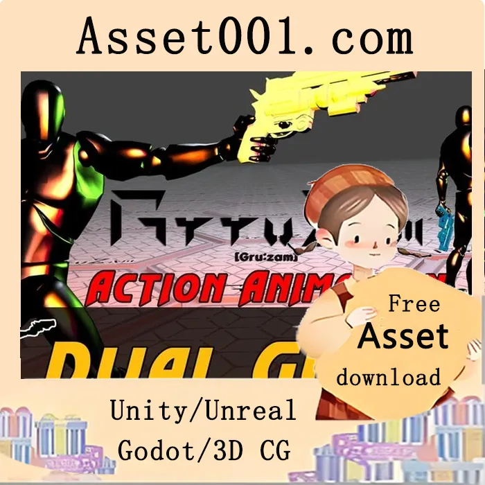 Unreal Engine 4/5 双枪手角色动画包：包含408个动作（含根运动、空中攻击、技能与伤害）|Stylish Dual Gunner Pack Action RPG Game