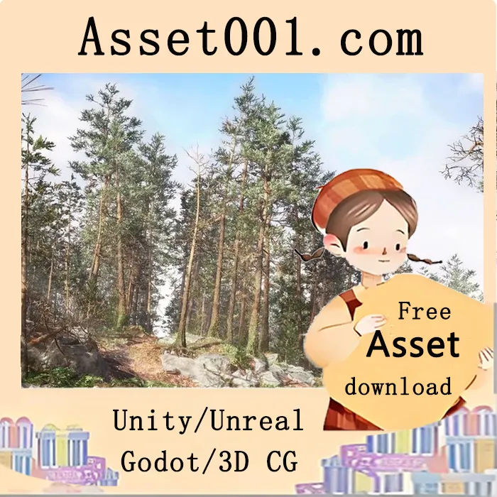 Unreal Engine 5.1+ 北美风格松树林资源包，支持Nanite与可调节风系统|Rocky Pine Forest 4.26+