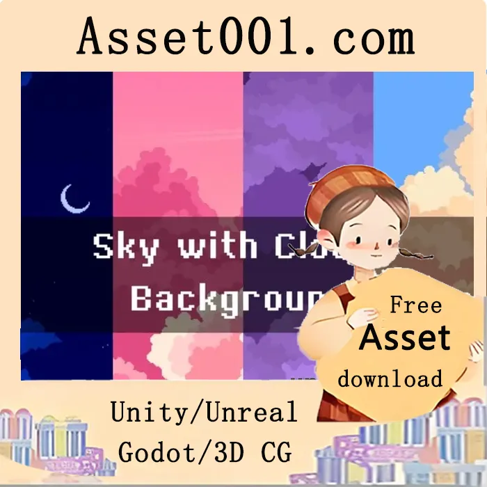 像素艺术无缝天空背景包：为2D游戏增添复古氛围的必备资源|Seamless Pixel Art Cloudscape for Game Projects