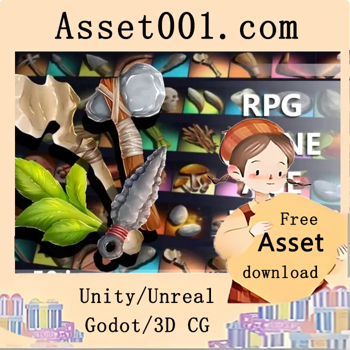 石器时代RPG游戏512×512图标集：古风游戏视觉资产包|RPG Stone Age Game 512x512 Icons