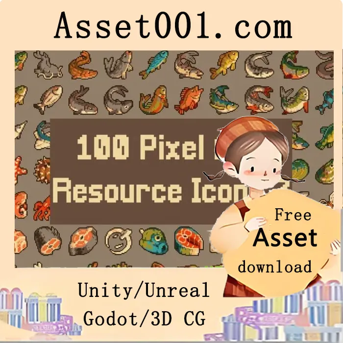 Pixel Art Medieval Fishing 32x32 Icon Pack