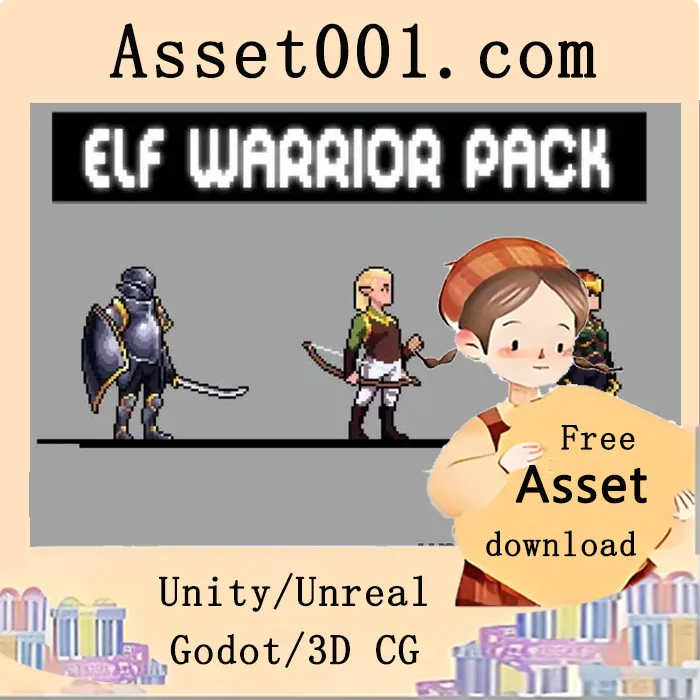 精灵战士像素艺术精灵包：2D奇幻游戏必备角色资源|Elf Warrior Sprite Sheet Pixel Art Pack