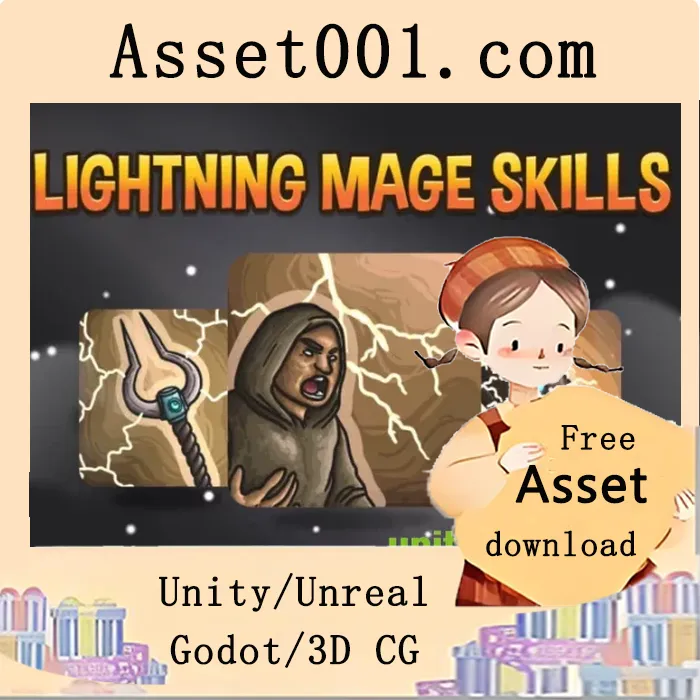 闪电法师技能图标包：48款2D矢量图标，适用于RPG与卡牌游戏|Lightning Mage Skills Icon Pack