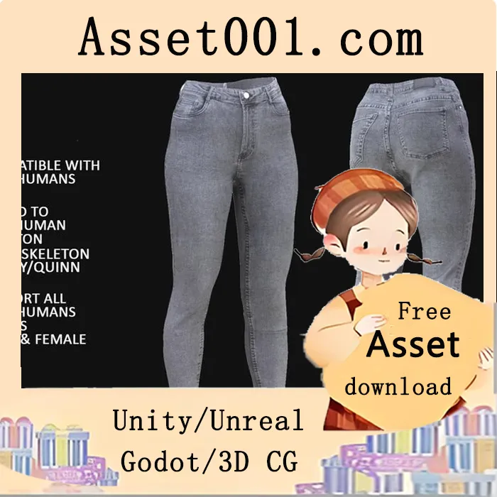 支持所有Metahuman身体及UE5骨架的独立服装资产打包|Jeans 125 - All MH Bodies & UE5 Skeletons - Rigged