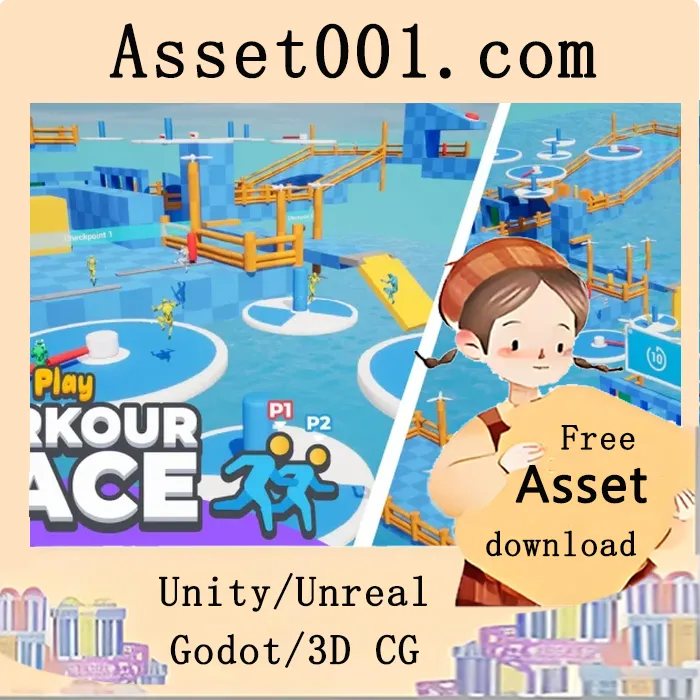 Unity Unreal 多人蓝图派对游戏模板：Parkour Race 平台跳跃竞速游戏|Parkour Race - Multiplayer Blueprint Game Template - Platformer - By Kekdot v5.0+
