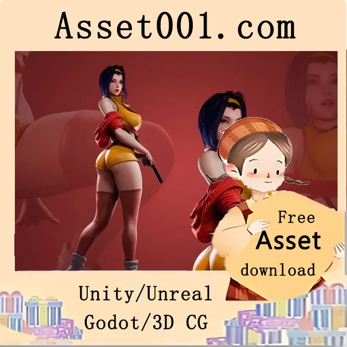 Unity/Unreal引擎兼容的Faye Valentine角色3D模型（Blender格式，含完整绑定与PBR材质）|Faye Valentine - Game Ready - 3D Blender Model / UE5