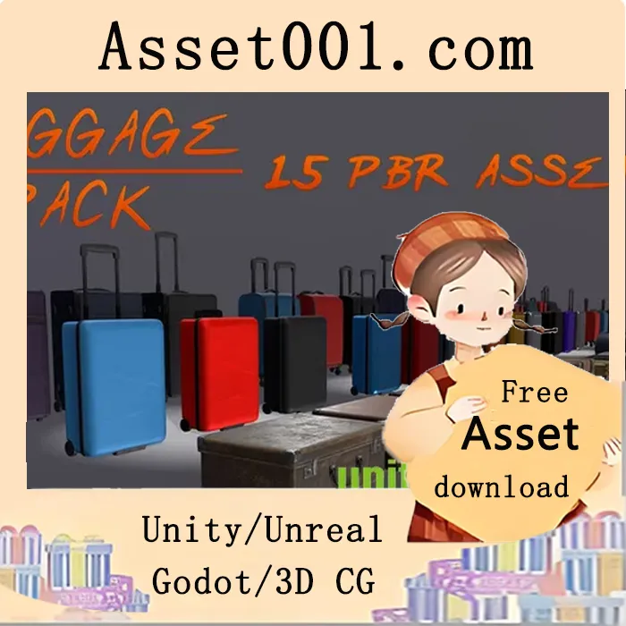 高细节PBR行李包资源包（含15件行李及自定义颜色材质）|Luggage Pack v4.18+
