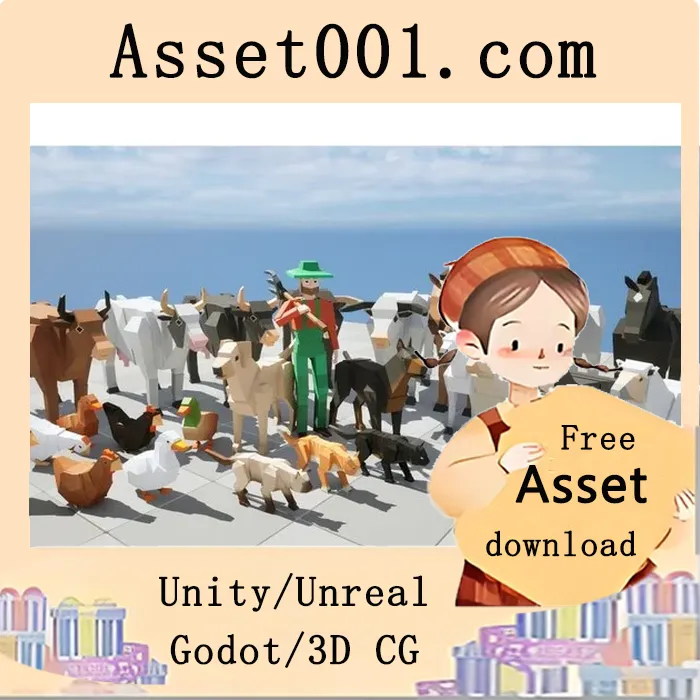 3D低多边形农场动物与农夫模型（含骨骼与动画）|Animated Farm Animals & Farmer- 3D LOW POLY Cubic 5.6