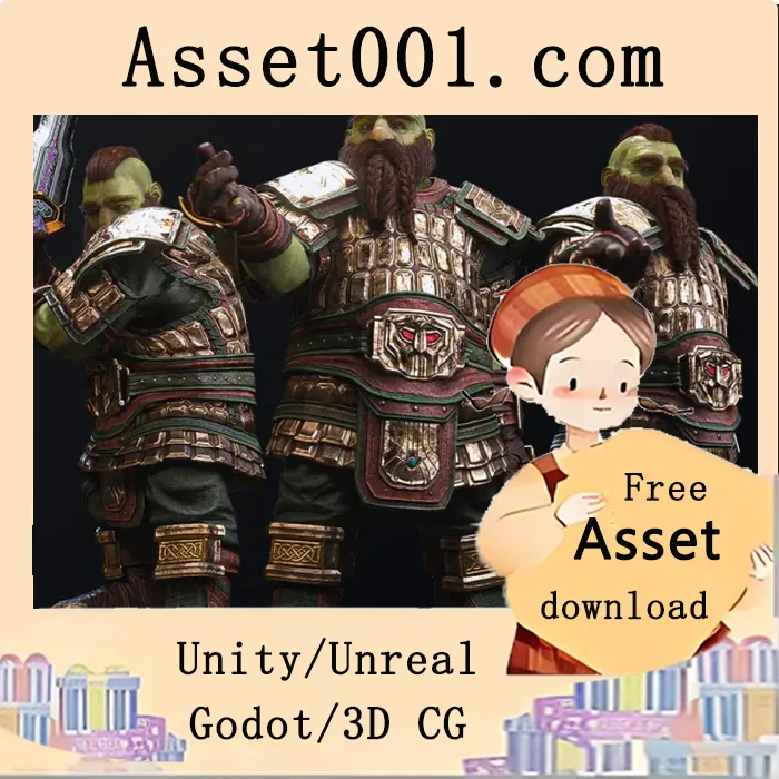 模块化矮人角色资产包：支持UE5、动态服装与高精度材质|Scaled Warrior - Male Dwarfs - Fantasy Dwarf Collection v5.1