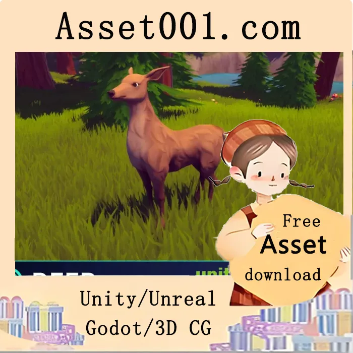 11种颜色变体的风格化鹿模型，包含36种动画和图标|Stylized Deer - RPG Forest Animal v1.0