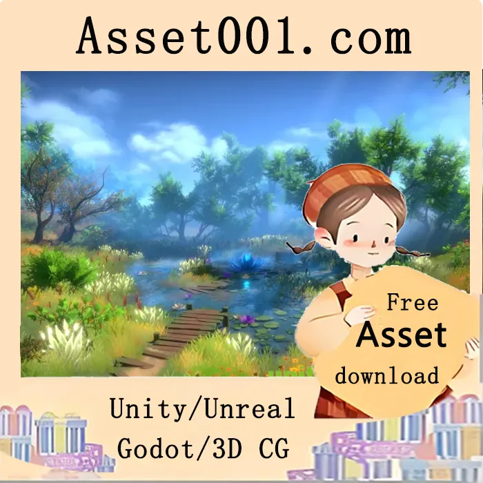 Unity幻想景观小包：包含森林与田野场景道具及手绘纹理|Fantasy Environment - Summer Pond v1.0