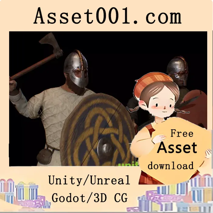 低多边形可动画模块化角色，支持任何 humanoid 骨骼系统，配备 PBR 纹理，游戏就绪|Viking v1.1