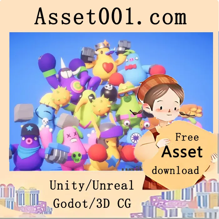 支持PBR风格的生存/派对/打斗游戏最佳模块化角色包|Party Monster Rumble PBR v1.0