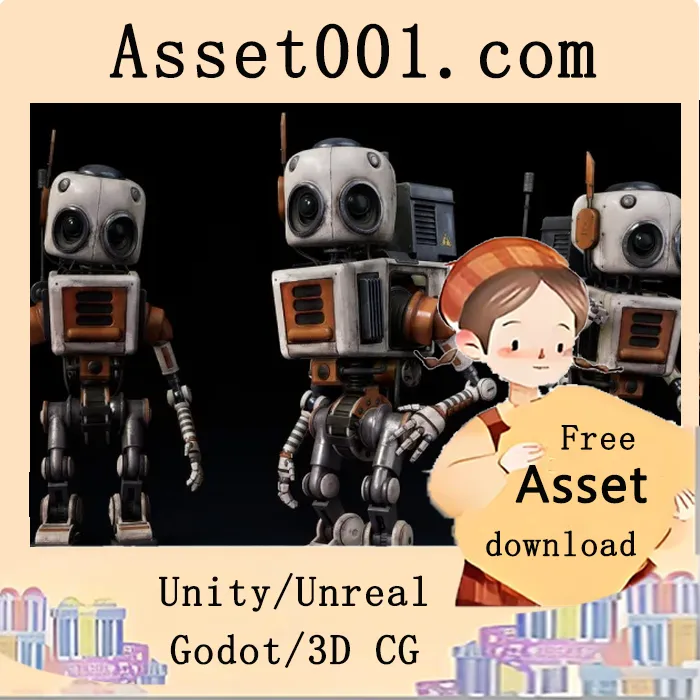机器人罗比01低模模型：支持UE4骨骼绑定，适用于多种游戏类型|Robot Robbie 01 4.26+