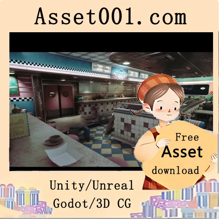 Unreal Engine 实现的 Rino's Diner 高质量场景项目完整资源包|Rino's Diner Environment ( Rinos Diner American American Interior Diner USA ) 4.27+