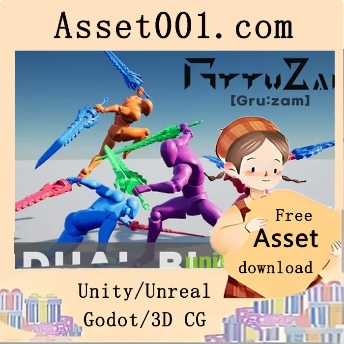 双刃动作动画包：适用于动作RPG、 roguelike及平台游戏的完整角色动画集|Stylish Dual Blade Pack Action RPG & TPS & TopDown Game v5.1+