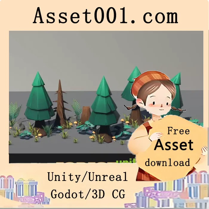 stylised PBR 3D森林包包含18棵桦树、17棵橡树、4棵松树等完整植被资源，支持直接拖拽使用|Stylised PBR 3D Forest Pack v1.0