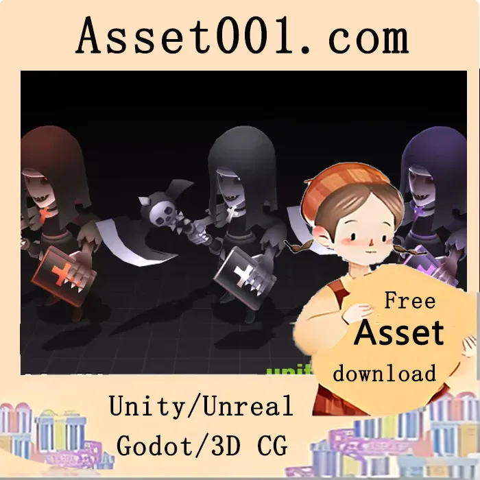 MadNun角色模型资源包详情（3251顶点，7种基础动画，支持PSD文件）|Poly HP - MadNun v1.0