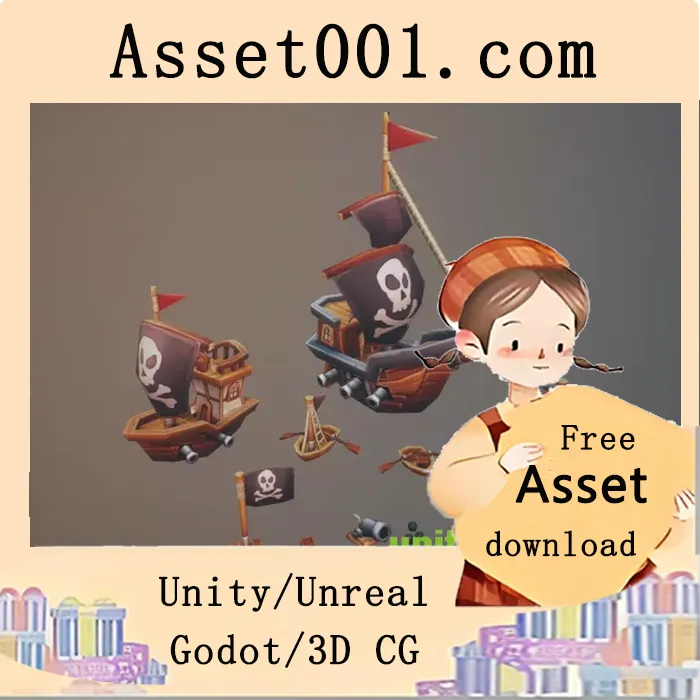手绘海盗资产正式上线！高质量、高优化，专为卡通风格游戏打造|Pirate Ships v1.2