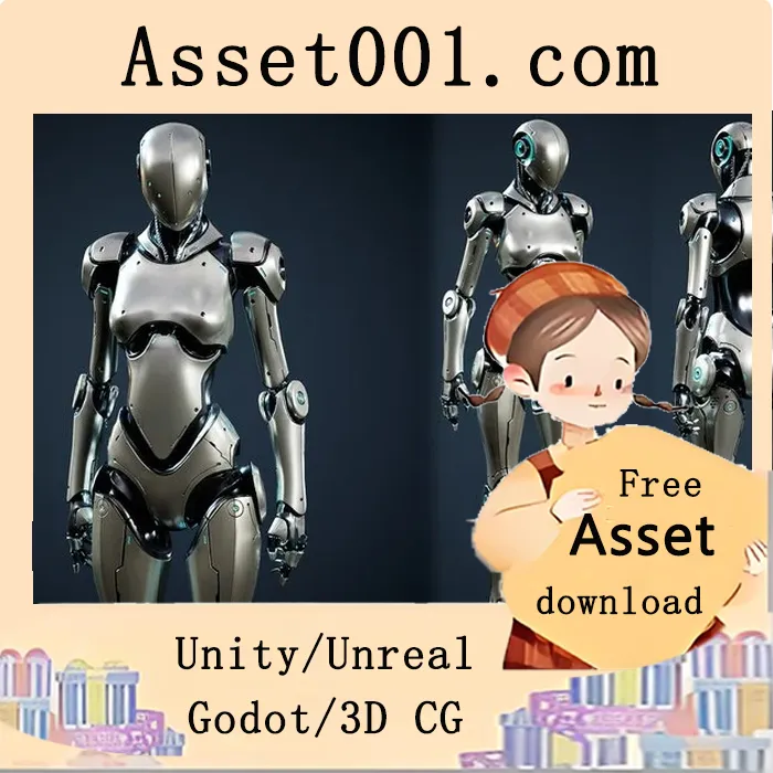 UE5兼容的模块化机器人模型：低多边形、可更换材质与颜色|Robot 3 (5.6)