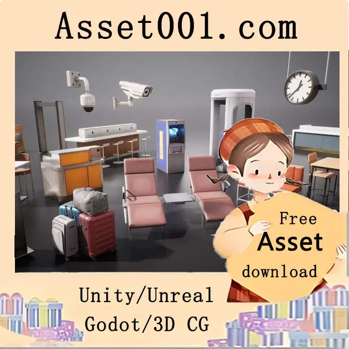 机场终端场景搭建：包含行李、安检、候机区等完整设施的模块化场景设计|Airport Set Vol1 (5.6)