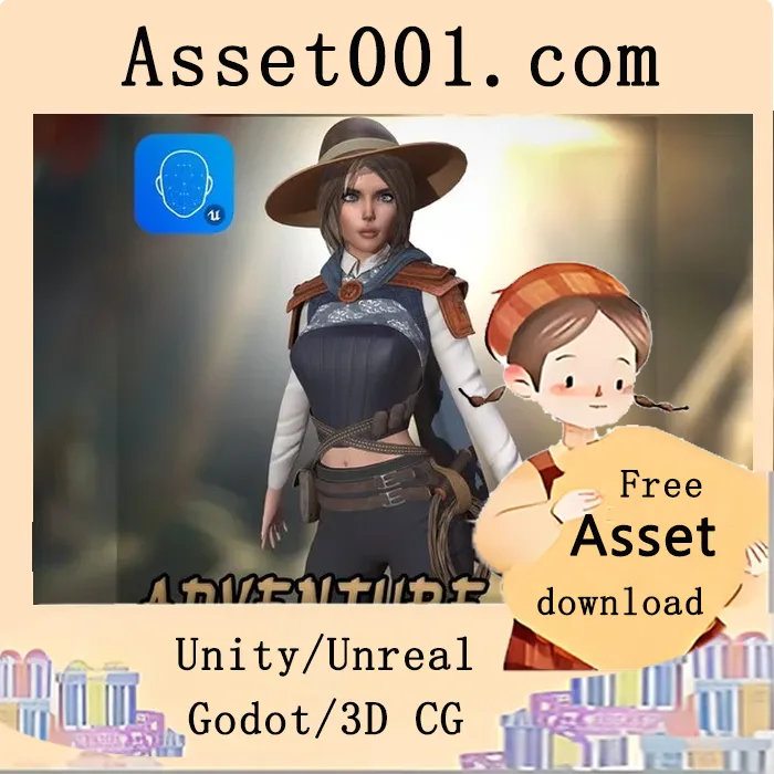 Unity/Unreal 游戏开发中女性角色模型的详细特性与优化说明|Adventure girl 4.18+