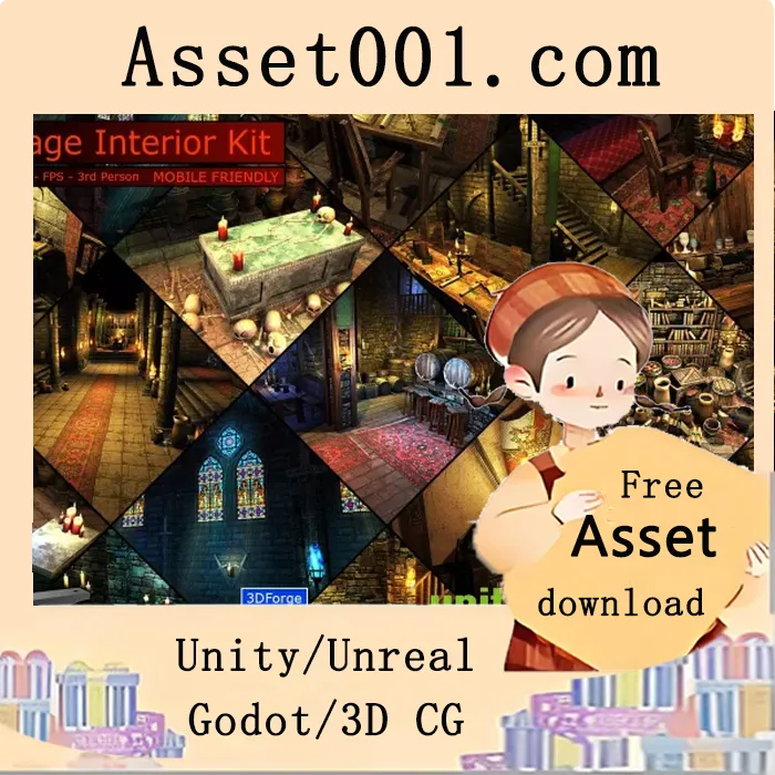 中世纪幻想村庄与城镇内饰模块化资源包|Village Interiors Kit v1.9.8