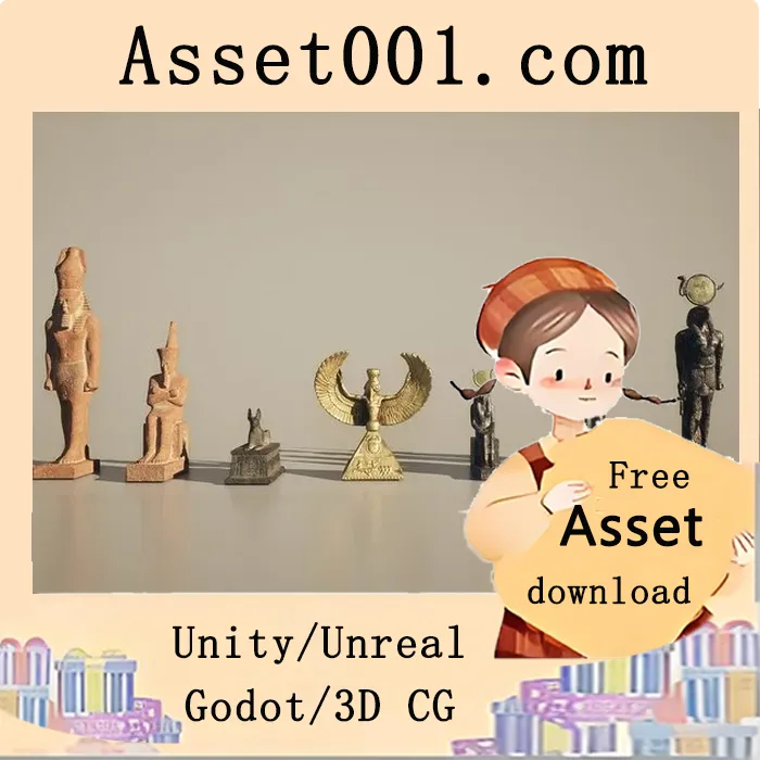 埃及雕像包：包含10个独特雕像的高质量游戏环境资源|Egyptian Statues Pack ( Egyptian Statues Old Egypt Sculpt Ancient Old 3D Art ) 5.5