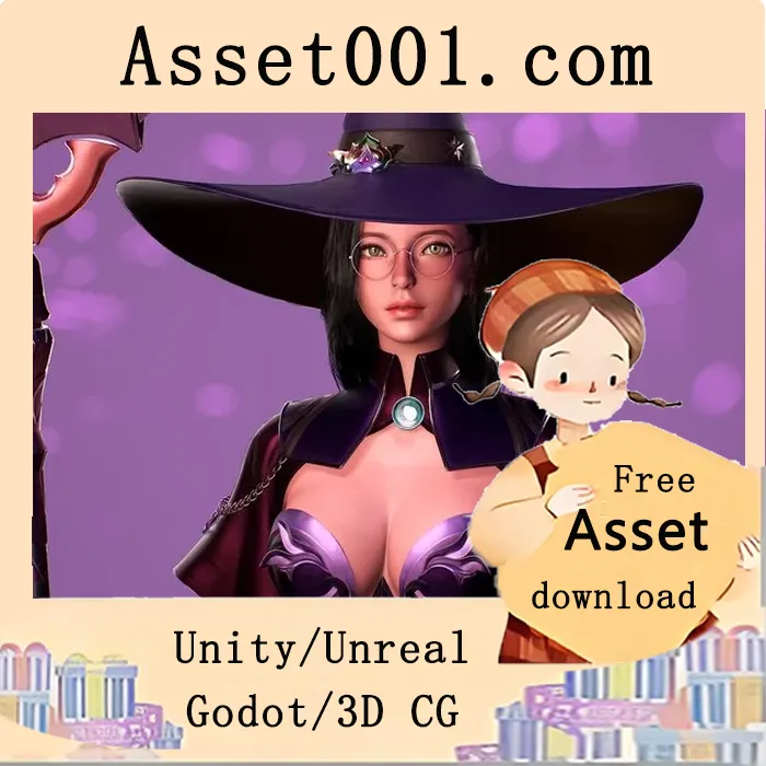 Unity/Unreal 高品质可定制模块化角色模型包：支持面部捕捉、物理模拟与实时渲染|Kind Witch - Game Ready Stylized MMORPG FPS Realistic Modular Character 4.20+