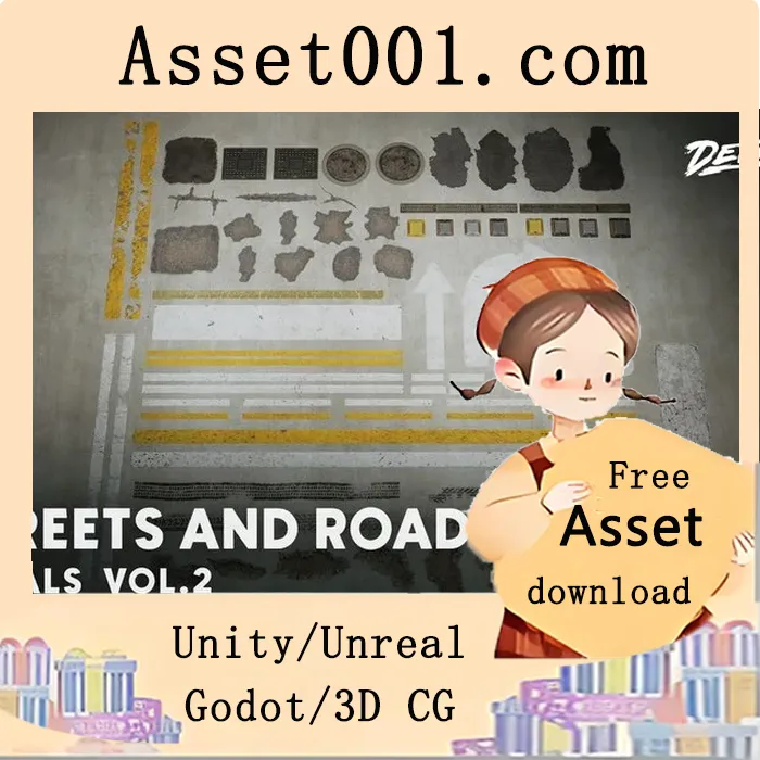 Unreal Engine 5 高质量道路与街道 decals 包含详解|Decals VOL.2 - Roads and Streets
