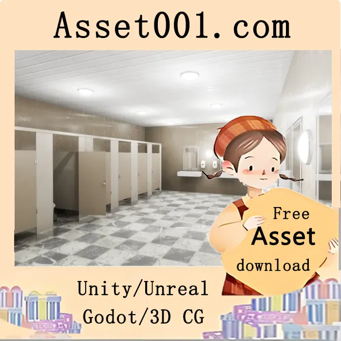 公共卫生间场景道具包：包含马桶、隔间、洗手池等高精度模型|Public Restroom Props v4.27+