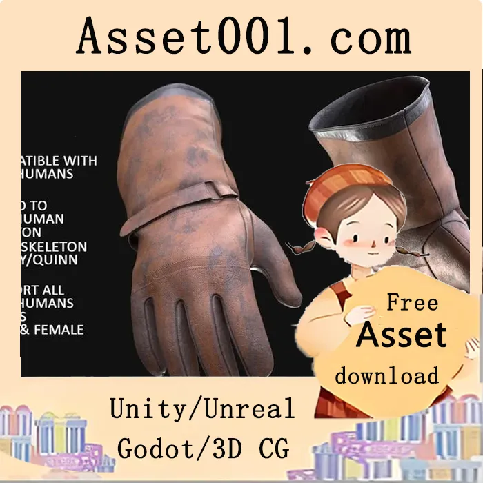 支持所有Metahuman身体的独立服装资产发布（兼容UE5骨架）|Working Gloves 146 - All MH Bodies & UE5 Skeletons - Rigged 5.3+