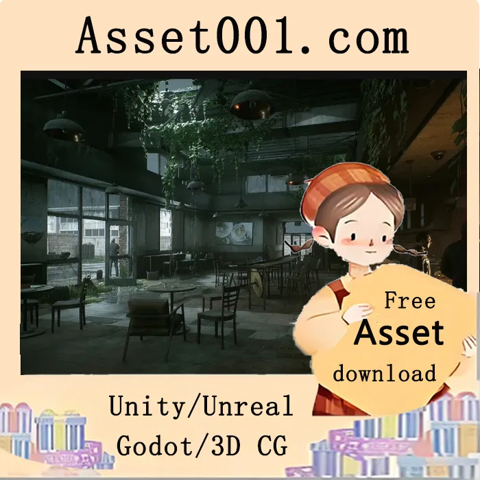 末日废墟中的废弃咖啡店Drive-Thru场景资源包（含190+模型与310+贴图）|Post Apocalyptic Abandoned Coffee Shop Drive Thru v4.26+