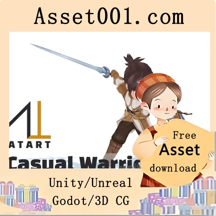 手绘风格3D角色模型与动画包，适用于多种游戏开发|ATART Casual Warrior Pack v1.3
