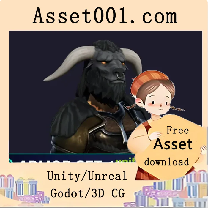 风格化RPG游戏的完全模块化盔甲套装|Minotaur Armor Set - Stylized RPG v1.0