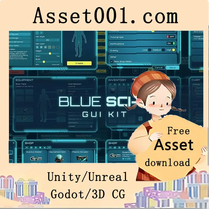 Blue Sci-fi GUI Kit 250 icons v1.0.1
