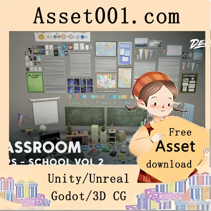 Unreal Engine 5 高质量教室场景项目：含276个高精度模型与2K纹理资产|School VOL.2 - Classroom