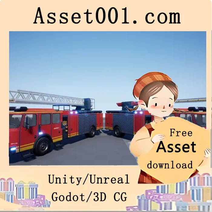 支持可驾驶和可交互的消防车模型资源（含云梯与水桶）|Replicated Drivable Firetruck Ladder & Water