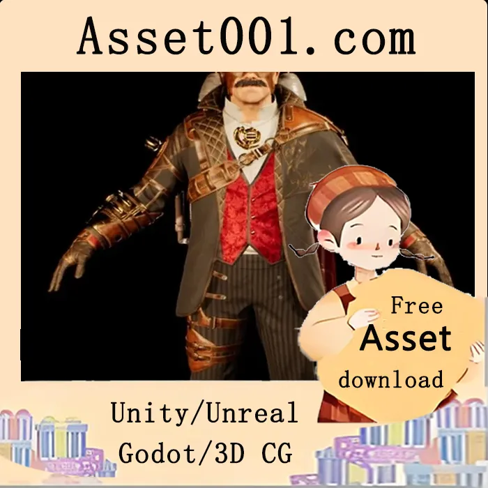 蒸汽朋克英雄角色 / 阿拉里克·盖尔哈特教授 / NPC / 高品质 / 完全绑定 / 支持动作播放|Steampunk hero Character / Professor Alaric Gearthart 5.5