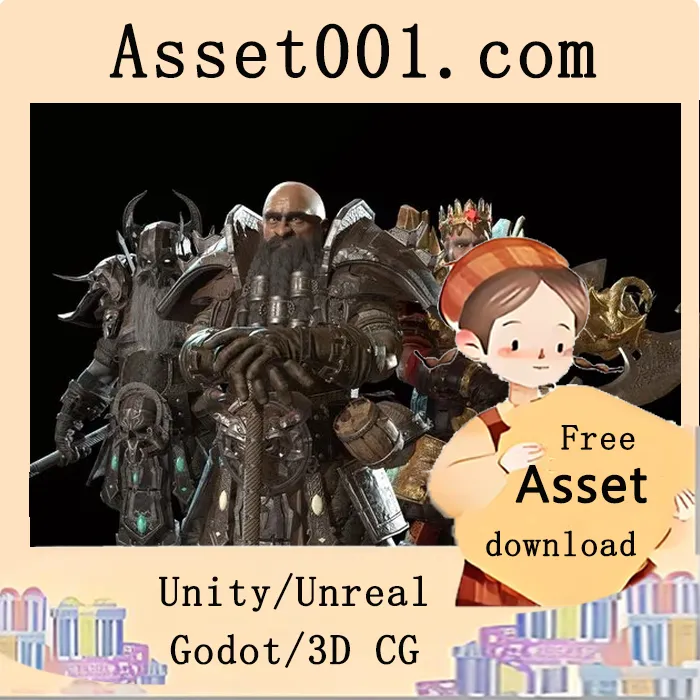 低多边形小矮人模型：包含三种皮肤、4K/2K纹理及142张材质|Dwarf Low Poly 4.18+