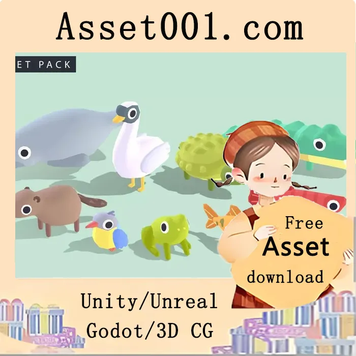 Unity资产商店： quirky系列河流动物Vol1（9种古怪动物+19种动画）|Quirky Series - River Animals Vol 1 v1.5