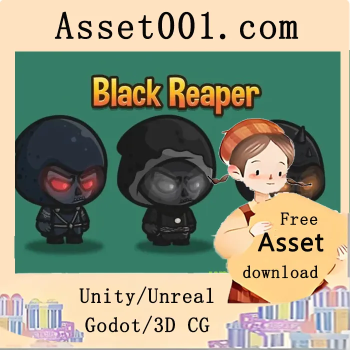 Chibi Black Reaper Character Sprites