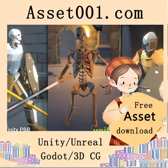 低多边形角色——骷髅战士幻想RPG动画角色详解|Low Poly Character - Skeleton Warrior - Fantasy RPG v3.0.3