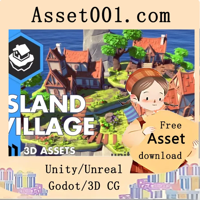 UModeler出品的低多边形3D资产包：30种高质量模型与完整演示场景|The Island Village v1.0.3