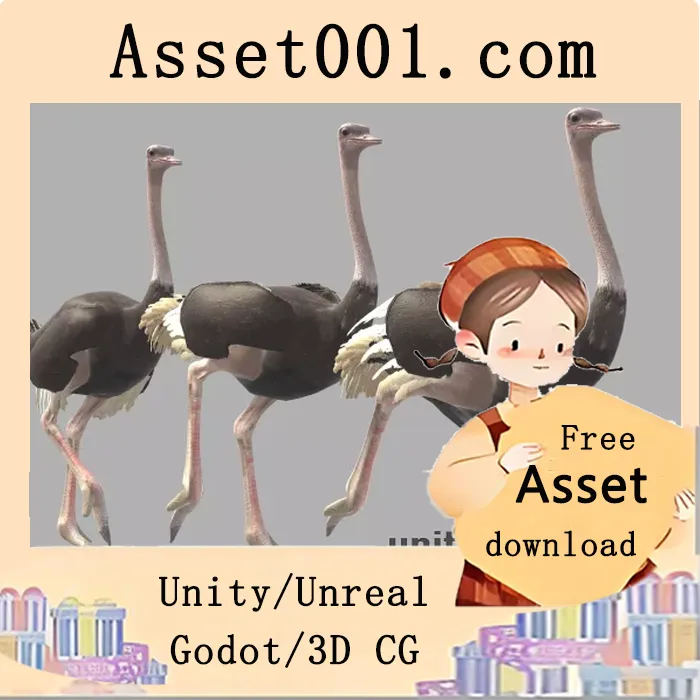 乌鸡3D模型与动画资源包详解|Ostrich v1.0