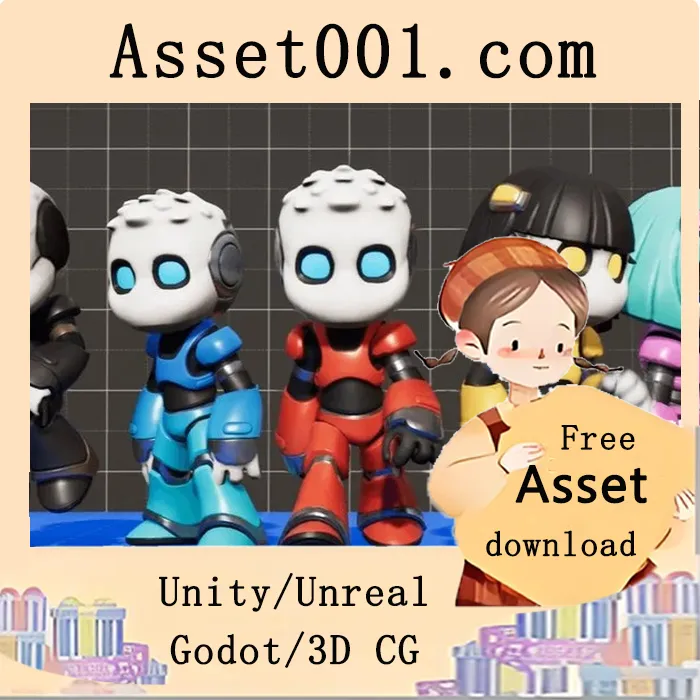 可爱小角色模型包：支持Epic男角色骨架与动画的3款chibi人物|Chibi Characters 4.26+